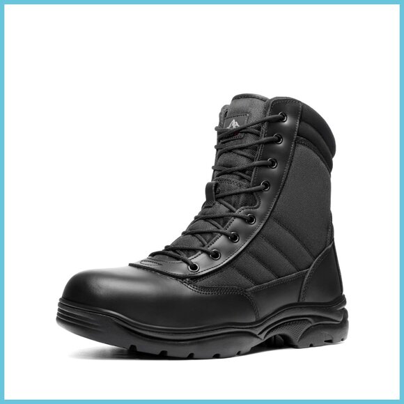 Steel Toe Work Boots Leather Fabric Slip Resistant Industrial Construction